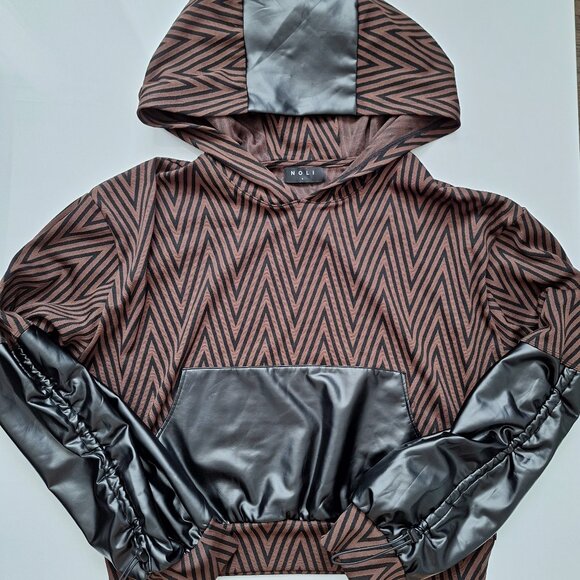Noli Brown and Black Jacquard Hoodie - Picture 2 of 11